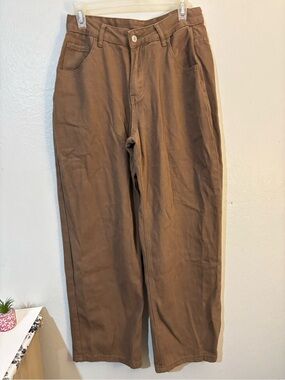 NFINITY Tan High-Waist Wide Leg Trousers